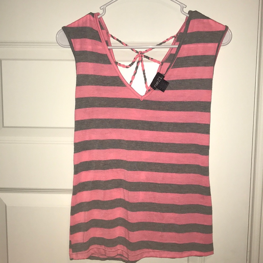 Pink striped tank top